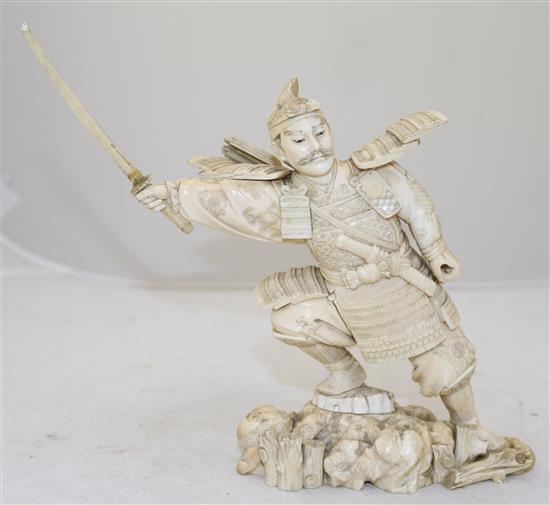 A Japanese sectional ivory figure of a Samurai warrior, early 20th century, height 20cm, slight losses